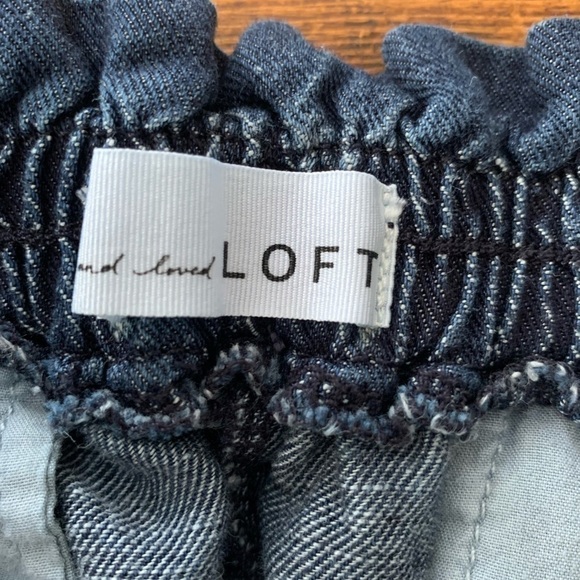 Loft High Rise Paper Bag Waist Dark Wash Cropped Denim Sz L - Picture 3 of 7